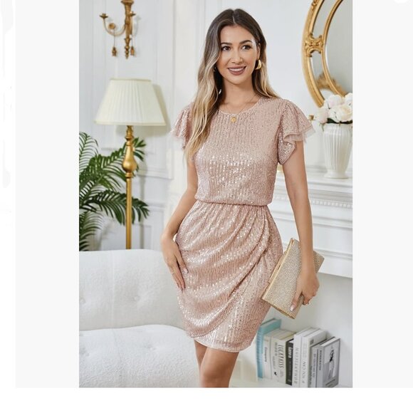 GRACE KARIN Sparkly Sequin Dress Cap Sleeve Dress NWT - Picture 2 of 14